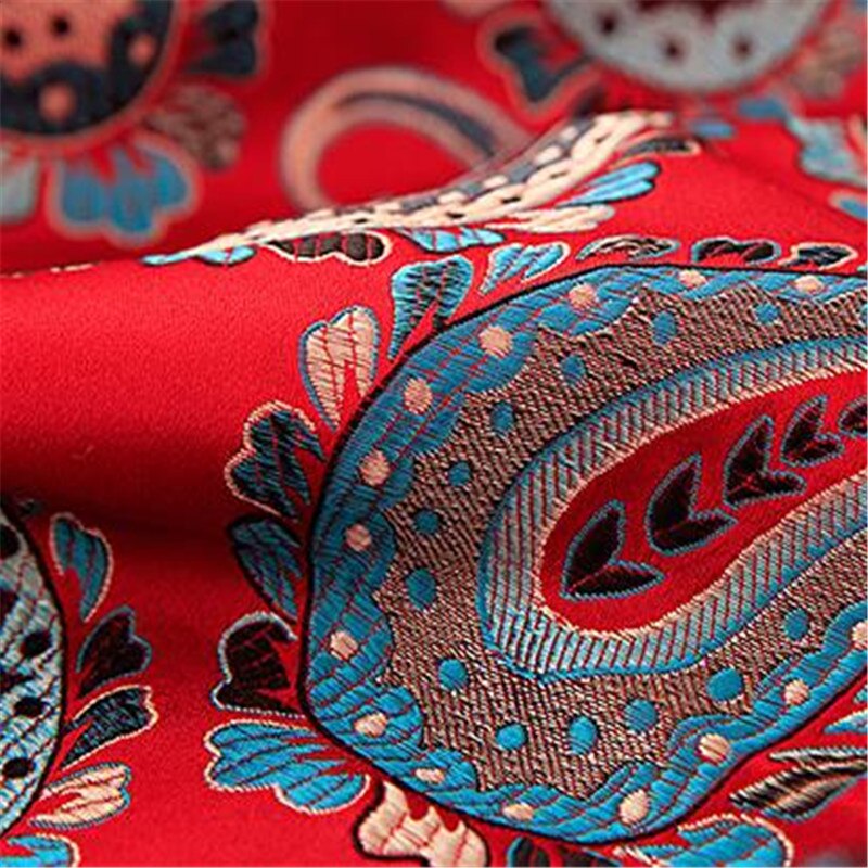 Tela brocado de poliéster con de flor, tejido Jacquard con patrón de Cachemira para uso en ropa de mesa