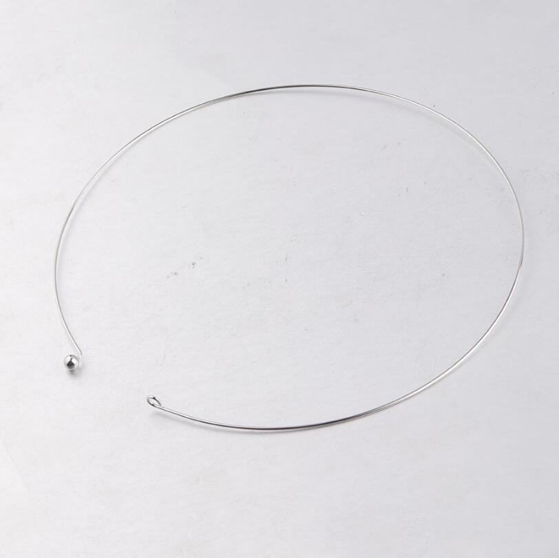 5 stk / lot rustfrit stål 1mm tykkelse tråd halskæde rund kabel cirkel drejningsmomenter krave choker til diy smykker fund