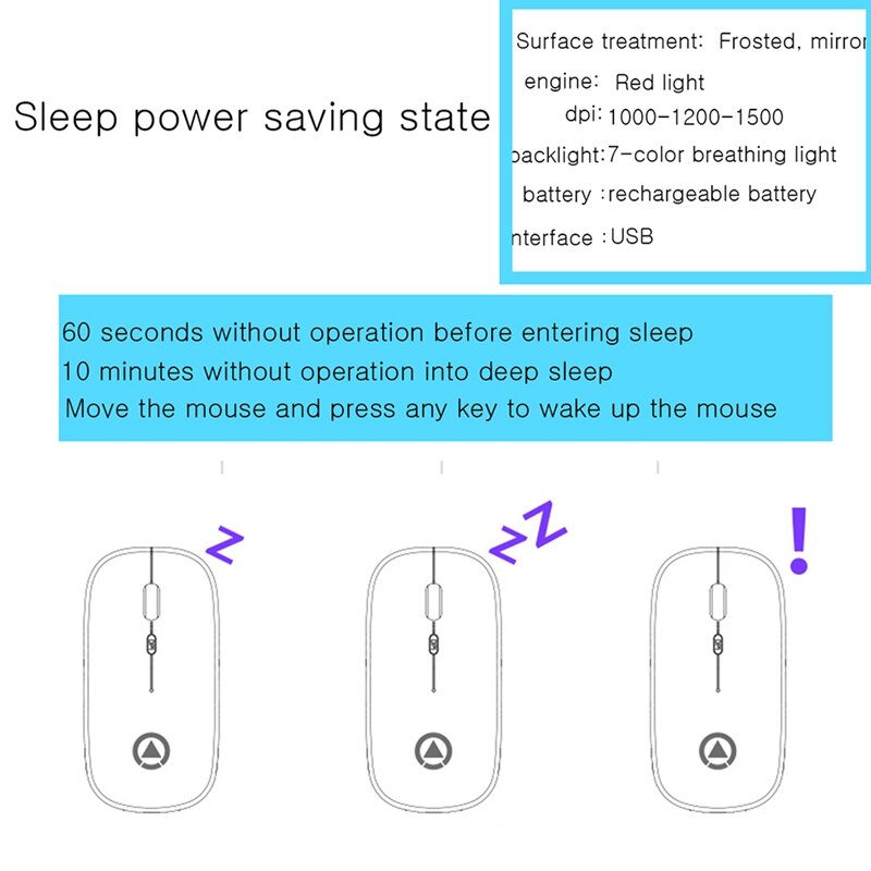 Rechargeable Mouse Wireless Silent LED Backlit Mice USB Optical Ergonomic Mouse PC Mouse for Laptop Computer PC White