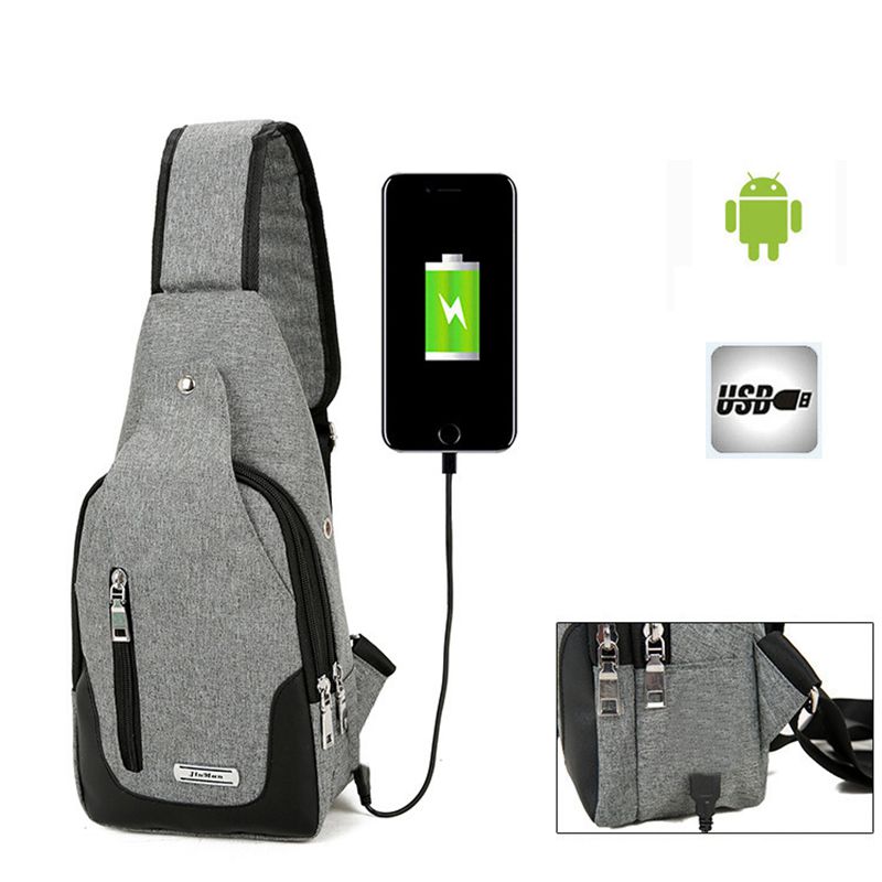 small usb charge one shoulder bag men messenger bags male waterproof sling chest bag bagpack cross body bags