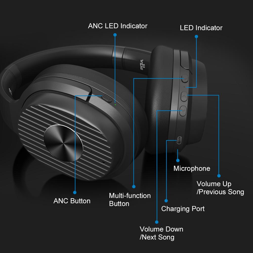 EKSA-auriculares inalámbricos E5 con Bluetooth 5,0, dispositivo con cancelación activa de ruido, 920mAH, con micrófono, para teléfonos plegables