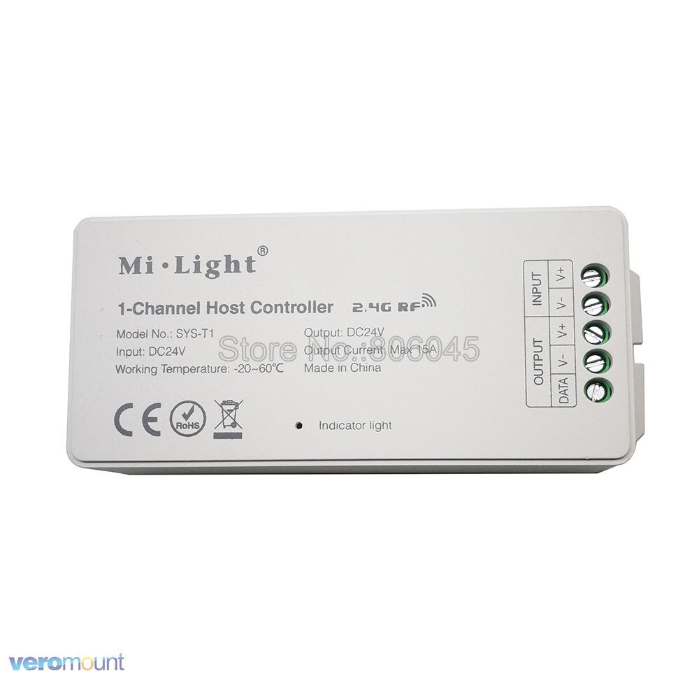 SYS-T1 Milight DC24V 360W 15A 1 canal hôte contrôleur WiFi DMX512 Alexa APP contrôle travail avec mi-light SYS série lampe à LED