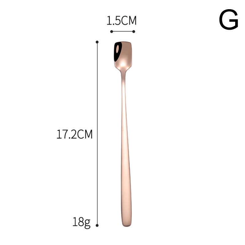 1PC Long Handle Stainless Steel Coffee Spoon Square Shovel Stirring Scoop Dessert Flatware Milk Tea Tools Cafe Kitchen Supplies: G