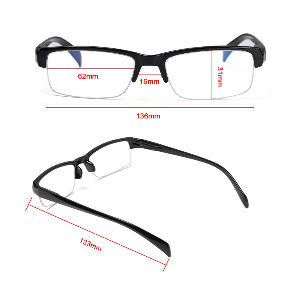 1PC Half Frame Myopia Glasses Women Men Flat Resin Lens Nearsighted Eyeglasses Black Frames Eyewear Diopter -4~0