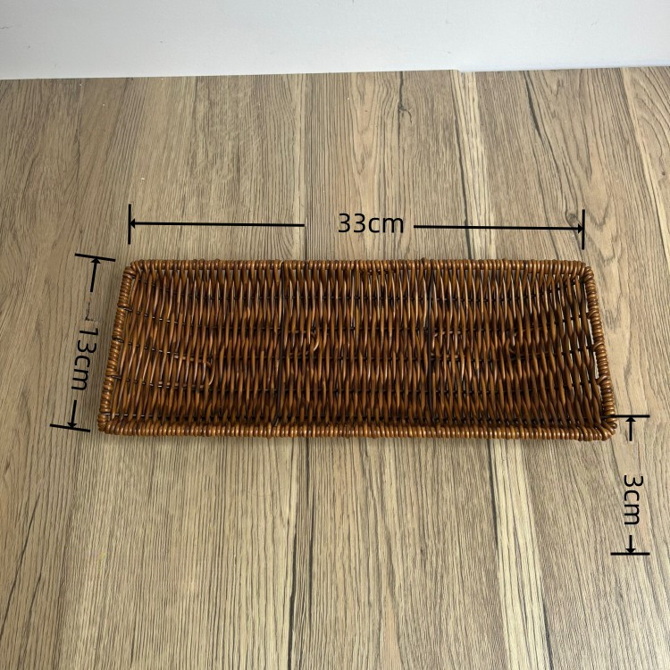 Supermarket Fruit and Vegetable Display Basket Dim Sum Basket Square Storage Basket Woven Fruit Basket Snacks Bread Snack Basket: DARK GRAY