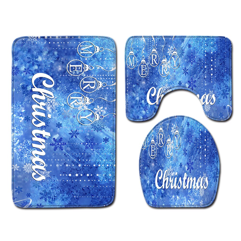 Kerstbadmat toilet driedelige set vloer thuis antislip voering schuim duurzame hoes douchematten badmattenset: Q190705-a046 / 4575cm