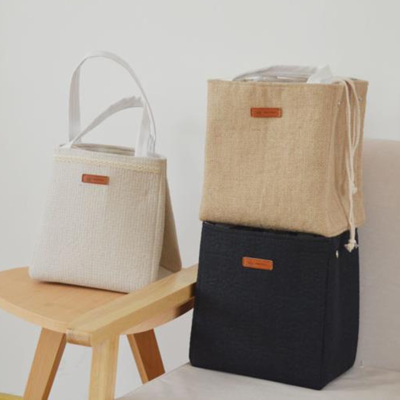 Matpose aluminiumsfolie isolasjon ensfarget blondebunt munn bomull praktisk mat nedkjølt piknik tote bag