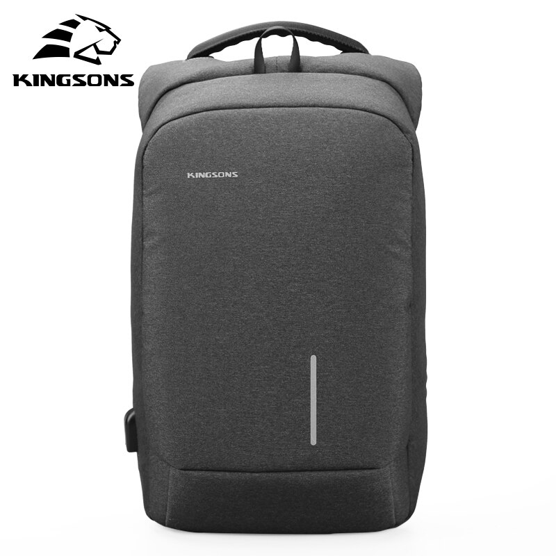 Kingsons Men Women Small Backpack 13''15'' Laptop Bags Bookbag School Bags USB Charging Anti-theft Lock Phone Sucker Luxury: Dark Gray