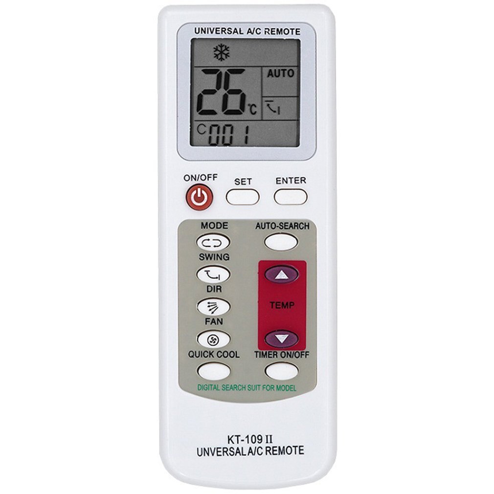 Universal Air Conditioner Remote Control With LCD display KT-109II/ K-1028E Remote Suitable for All Air Conditioners with Base: KT-109II