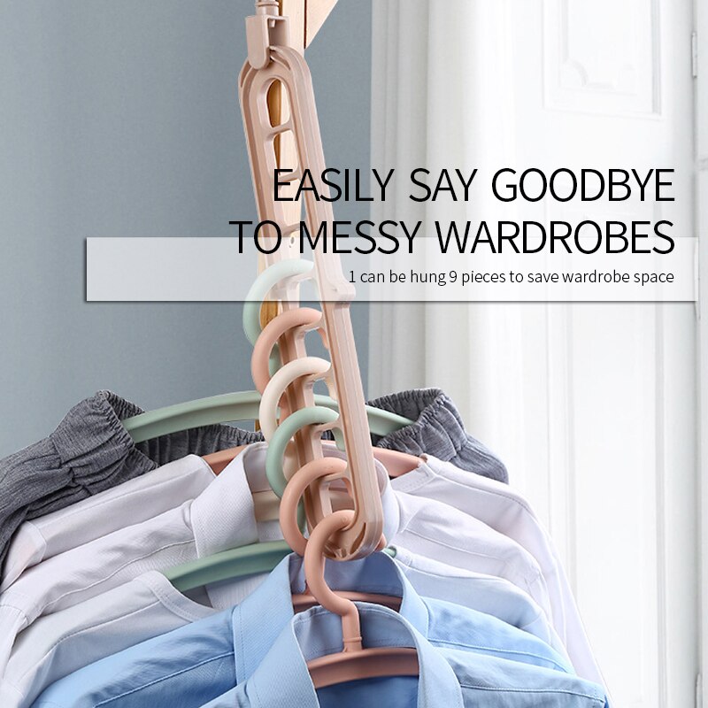 Rotating Hanger Nine-hole Multi-function Folding Anti-skid Hanger Clothes Wardrobe Home Bedroom Storage Holder Closet Organizer