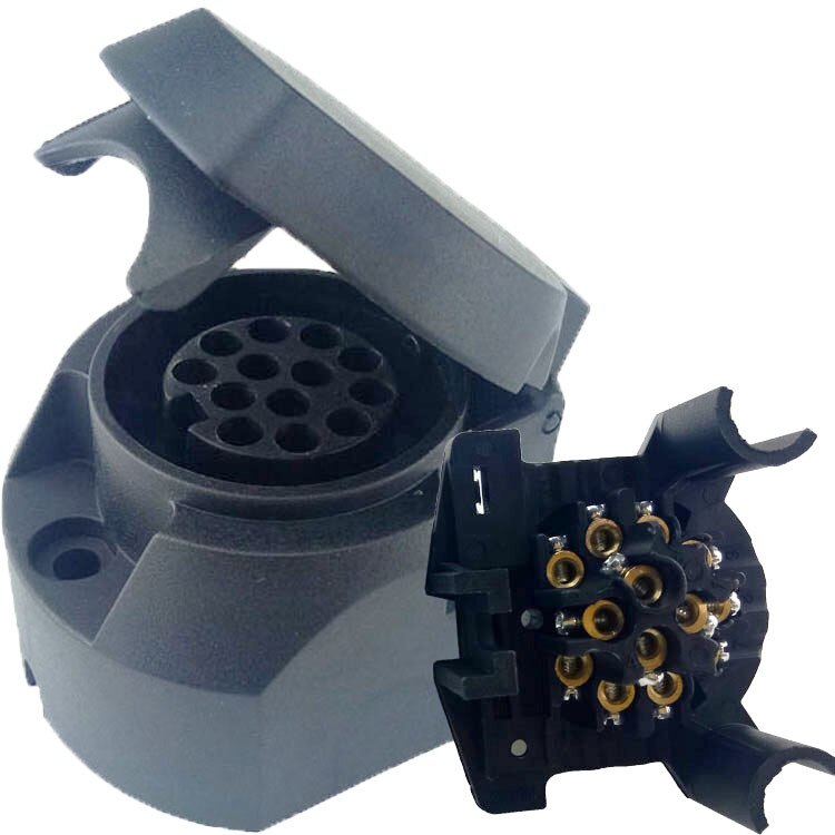 13-Pin Trailer Socket Black Frosted Materials 13-Pole Trailer Socket 12V Tow Bar Towing Socket