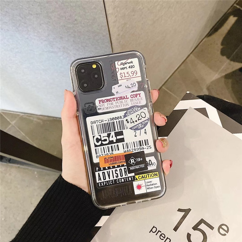 Luxury color clear stamp label barcode Phone Case For iPhone 11 Pro MAX XR X XS MAX Cover street Transparent soft cover: for iphone 7 / XH0135-01