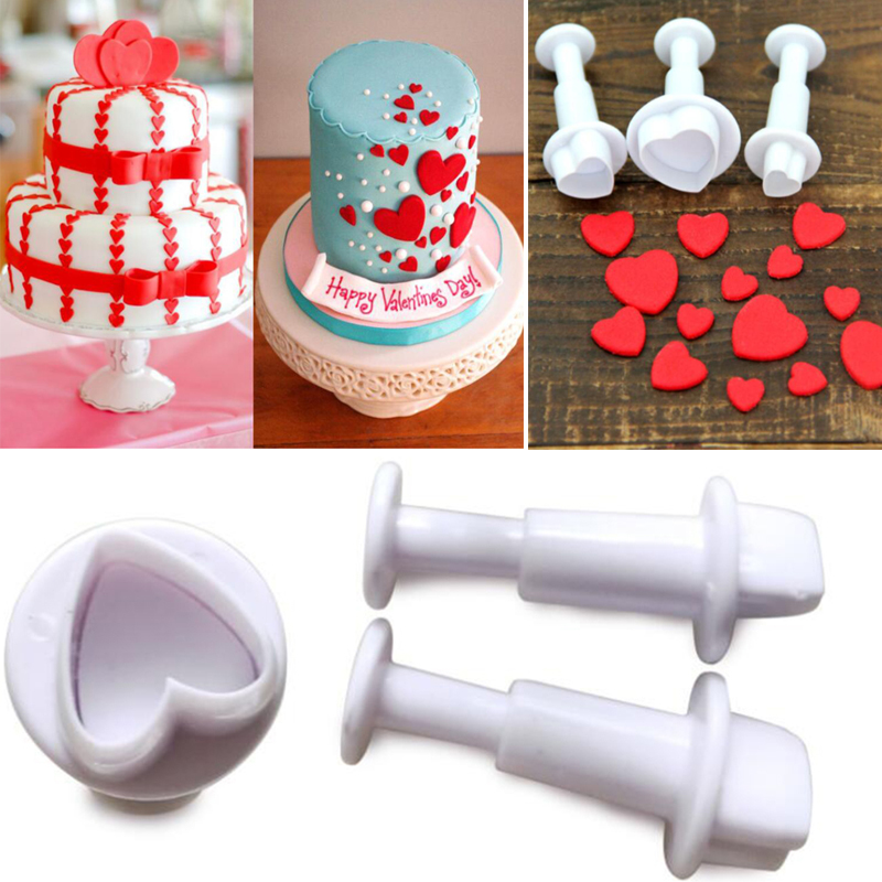 3 Stks/set Keuken Accessoires Hart Cake Decorating Gereedschap Cake Sugar Sugarcraft Plunger Cookie Cutter Diy Mold Kerst Bakken