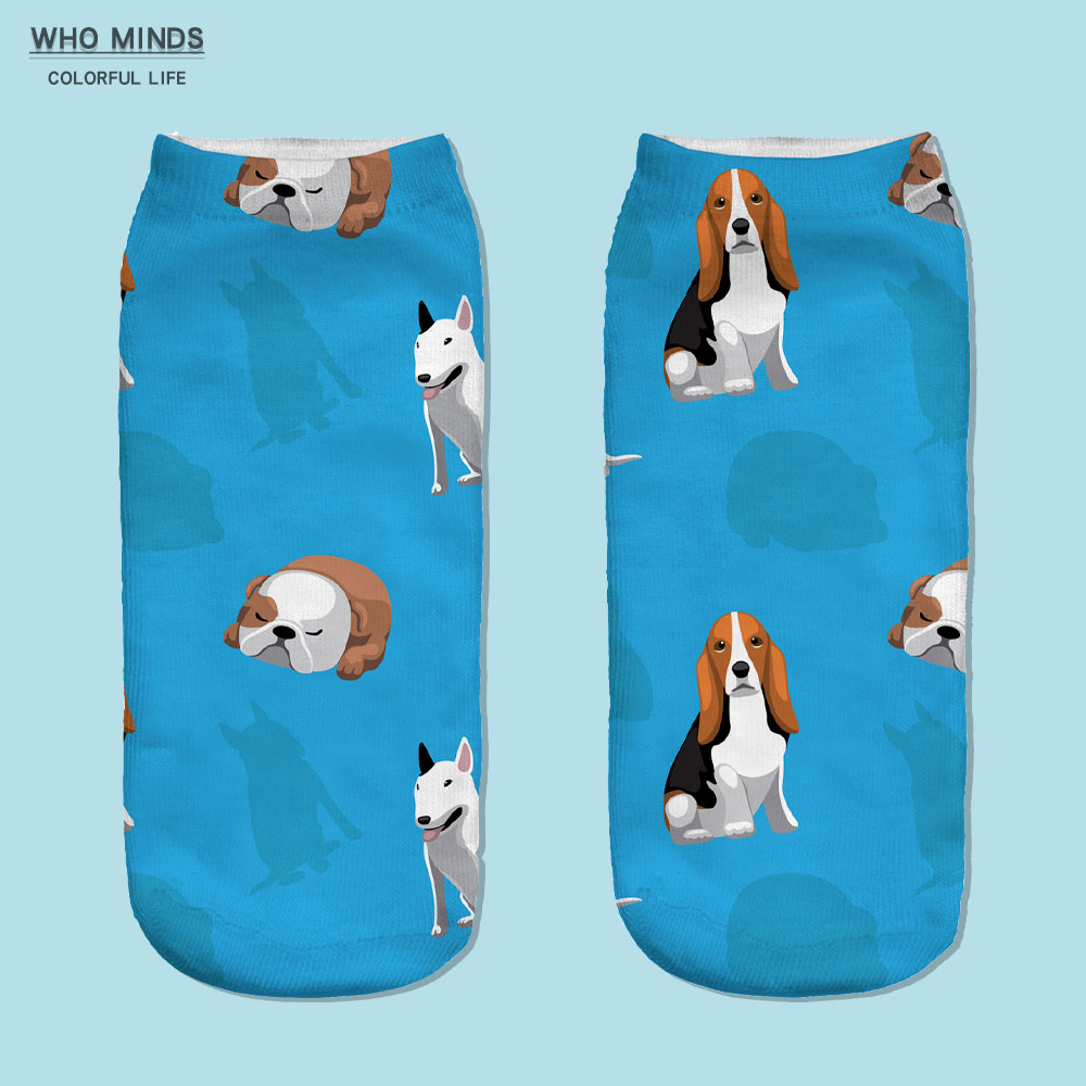 3pcs/Lot skarpetki Dog Sock Cute Floral Socks Women Harajuku Art Socks Funny Cotton Fasion Kawaii Ankle Happy Socks