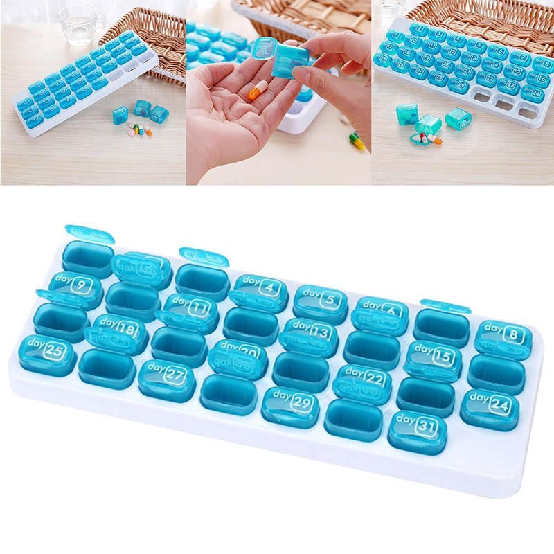 31-Day Pill Storage Organizer Monthly Medication Dispenser Case for Travelling B99