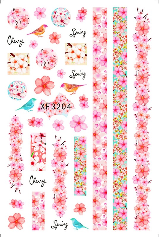 DIY Chinesische Neue Jahr Nagel Aufkleber Selbst Klebe Japanischen Decals Tipps Leopard Frühling Lavendel Nagel Kunst Blume Aufkleber Für NäGel: XF3204