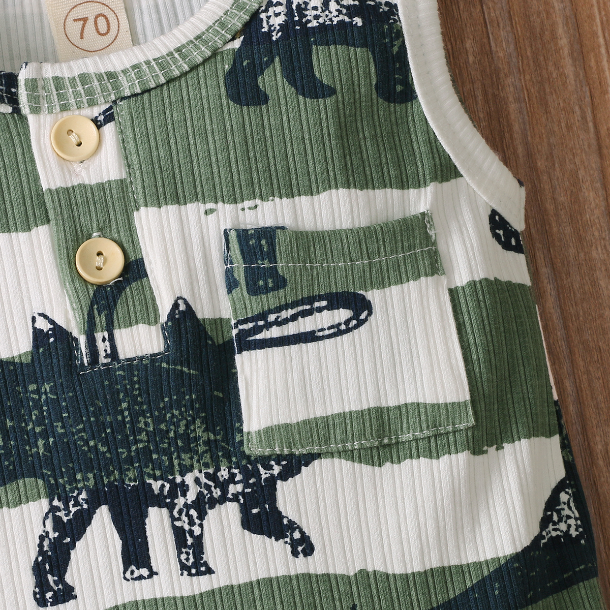 0-18M Infant Baby Boy Playsuit Summer Cartoon Dinosaur Striped Print Sleeveless Jumpsuit Romper Casual Cotton Outfit