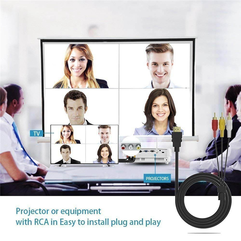 Cable HDMI Compatible con RCA, 1080P 5 pies/HDMI macho a 3 RCA, adaptador de conector de Audio y vídeo AV para TV HDTV