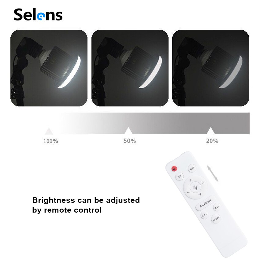 Selens E27 35W studio fotograficzne doprowadziło żarówka lampy regulowana jasność 3200K ~ 5500K z pilotem zdalnego sterowania zdjęcie studio lampa wideo
