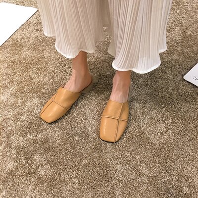 Dam& #39 ;s skor retro tofflor utanför hösten konstgjord päls lågklackade skor: Kaki / 36