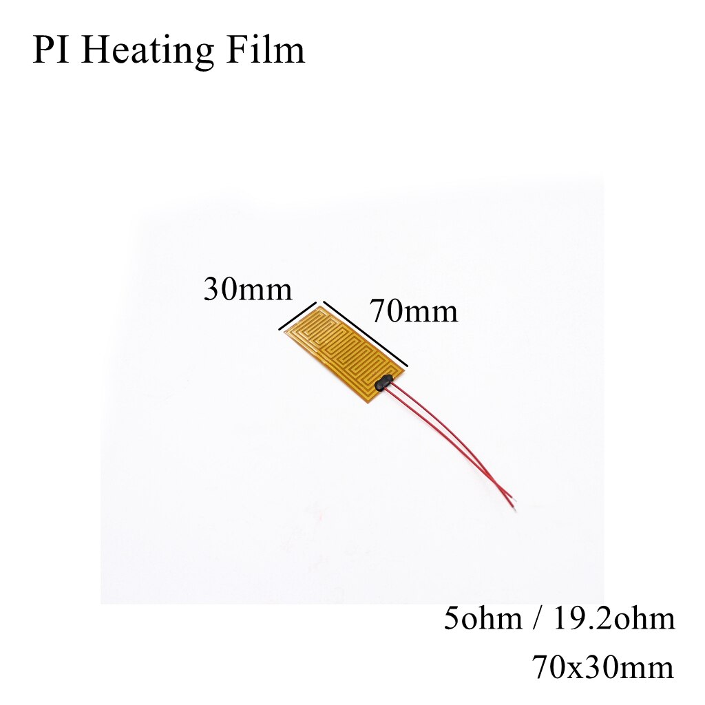 Film chauffant électrique 60x13mm, 5V 12V 24V 110V 220V PI, Film adhésif Polyimide, plaque chauffante électrique, tapis de panneau, feuille de carburant, huile moteur réservoir: 70x30mm