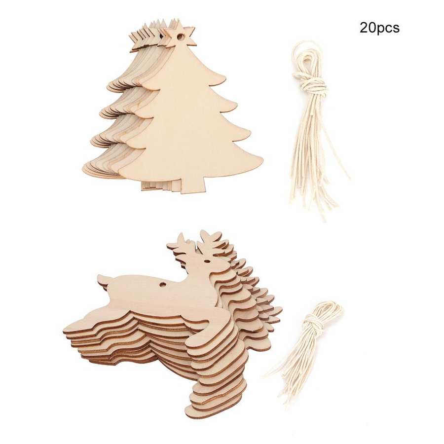 10 stk træ juletræ vedhæng hængende ornamenter dekor