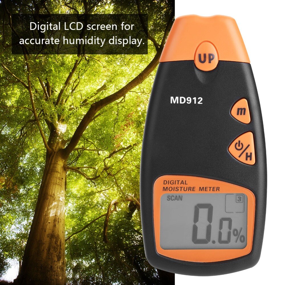 MD912 Digitale Lcd Hout Hygrometer 2/4 Pin Hout Vochtmeter Detector Hout Hygrometer Vochtigheid Tester