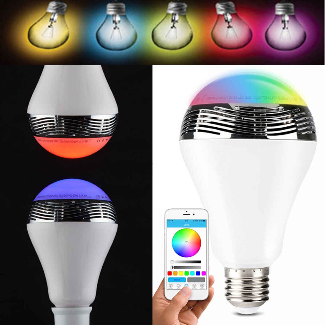 E27 Afstandsbediening Lamp LED Speaker Bluetooth 4.0 Muziek RGB Licht APP