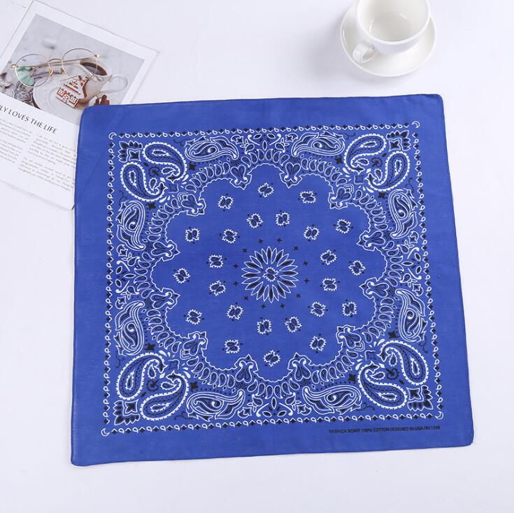 Bohemia Print Bandana Hair Bands for Girls Women Headband Scarf Face Mask Cross TurbanBandanas Headwear 55cmX55cm Hair Headwrap: Blue