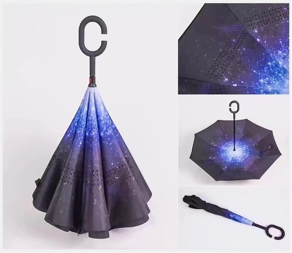 Windproof Reverse Folding Double Layer Inverted Umbrella Self Stand umbrella rain/sun women/men flowe durable: xingkong