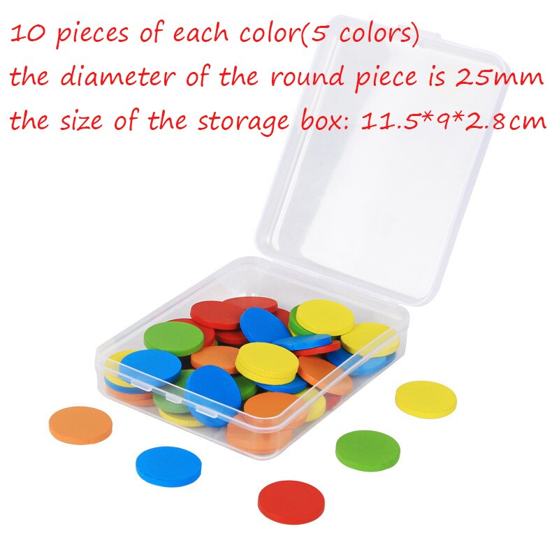 Caja de ayuda para enseñanza de matemáticas, palo de contar de madera, aritmética, figura geométrica, pieza redonda WYW, 100/50 piezas: 50 round piece