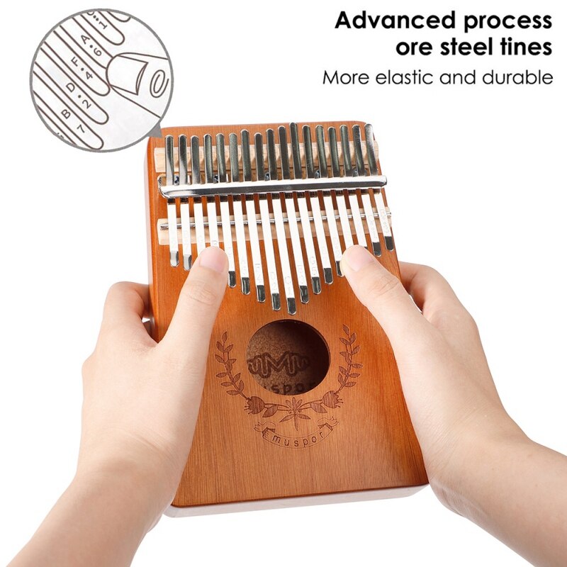 Piano de dedo portátil, 17 teclas, Pulgar, Piano de caoba, instrumentos musicales Kalimba para rendimiento callejero para niños principiantes