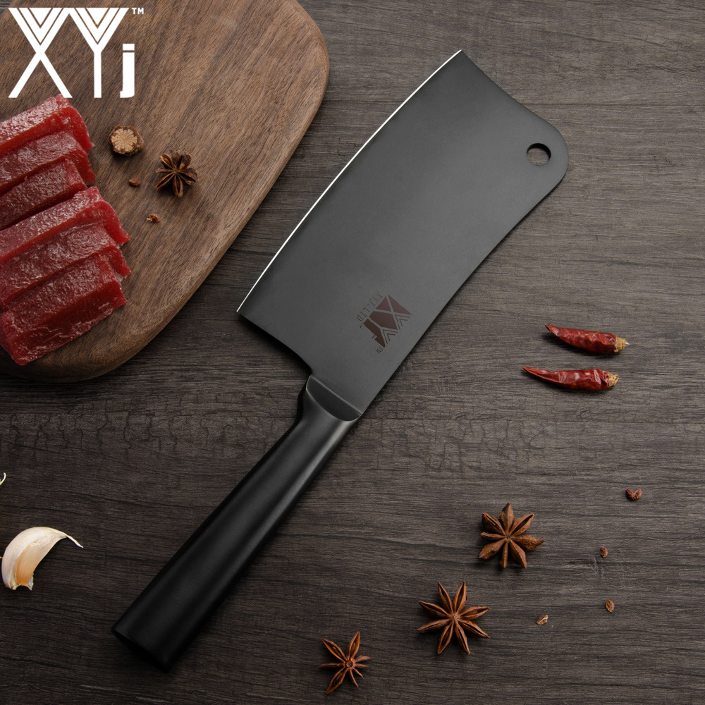 XYj 4pcs Kitchen Chopping Knife Set High Carbon Stainless Steel Santoku Utility Knife All Black Kitchen Tool Cooking Gadgets
