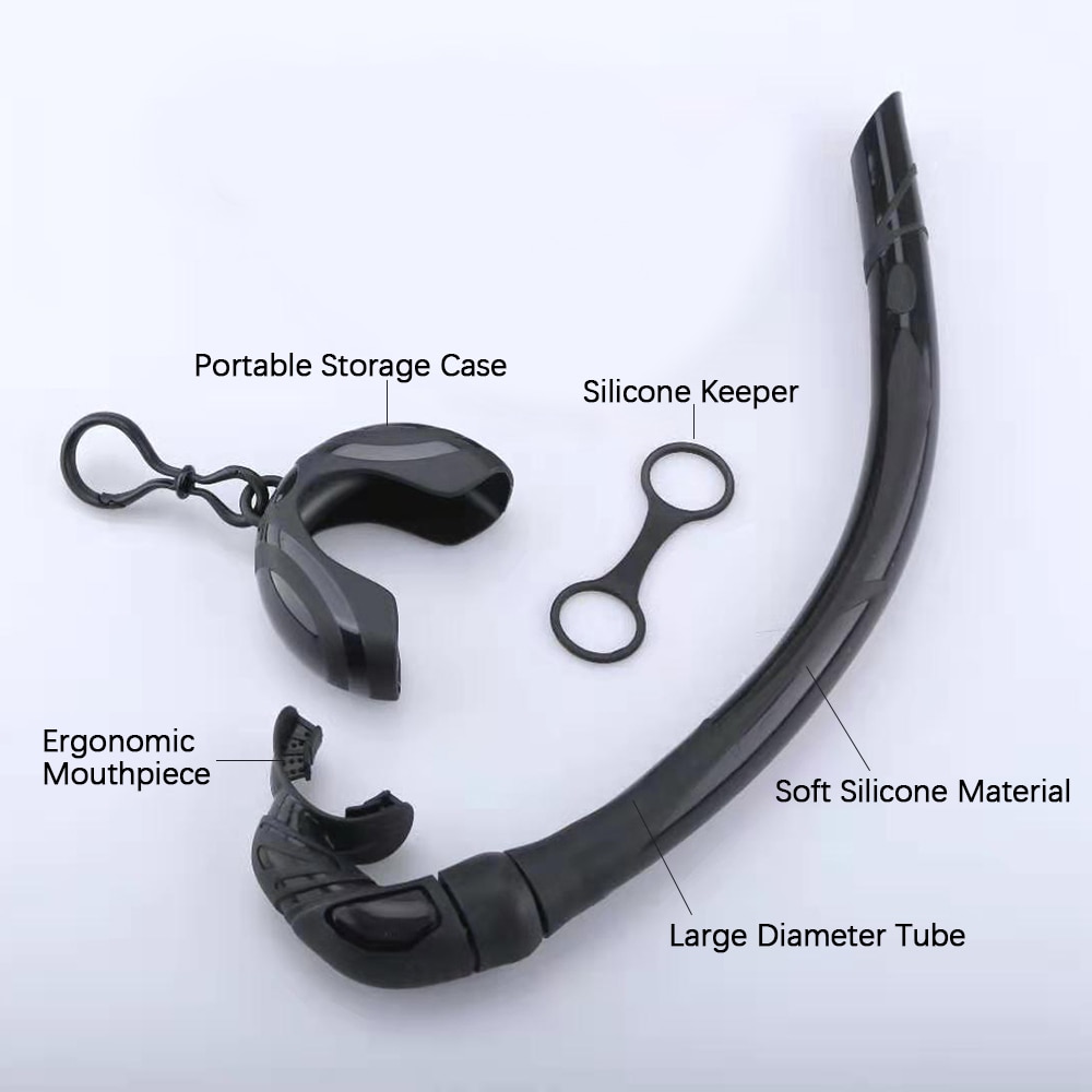 Silikone foldbar snorkel med opbevaringstaske kvinder mænd roll up snorkel vådt ånderør til udendørs vandsport svømme snorkel