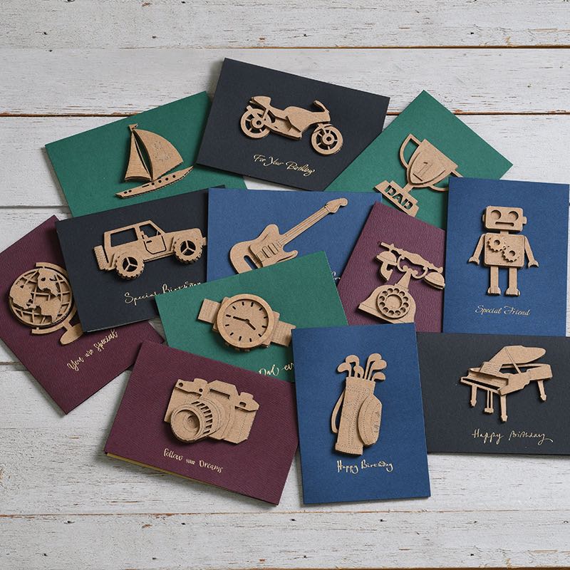 12pcs 3D Pop-up Cards Birthday Card Cake Greeting Card Postcards Card with Envelope Wife Husband Birthday for Girl Kids 12