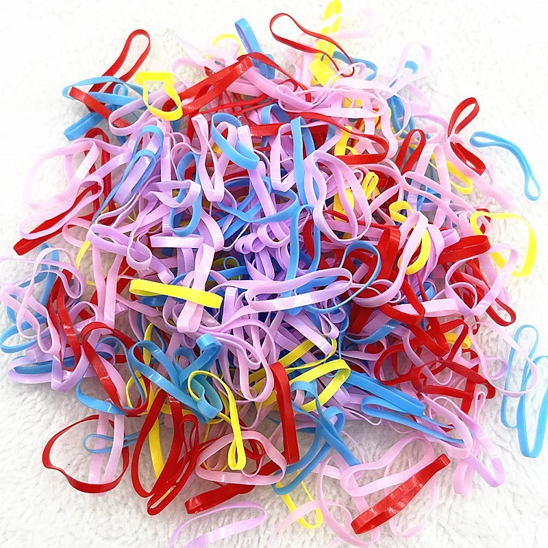 200pcs--1000pcs Colourful Rubber Ring Disposable Elastic Hair Bands Ponytail Holder Rubber Band Scrunchies Kids Hair Accessories: Coffee / 40mm
