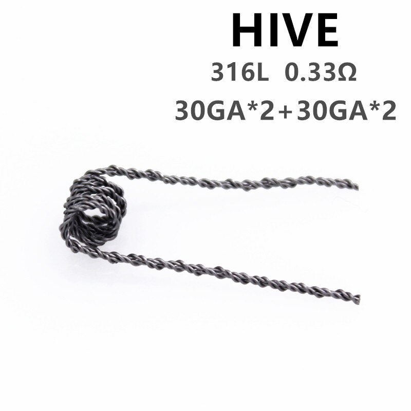 Glotech 50 pcs A1 316L Alien Tijger Gesmolten Clapton Premade Coils Hive Twisted Gemengde Twisted Prebuilt Coil voor DIY RDA RBA Verstuiver: Hive (316L)