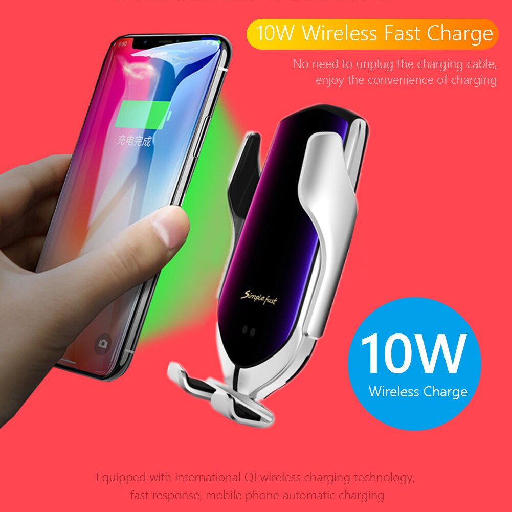 R1 serrage automatique Qi voiture chargeur sans fil 10W pour iPhone 11 Pro XR XS Huawei P30 Pro capteur infrarouge support de téléphone