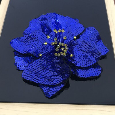 2 Stuks Bloem Pailletten Kralen Patch Applique Vintage Geborduurde Naaien Patch Accessoires Voor Kleding Mode Decoratie Patches: BLUE