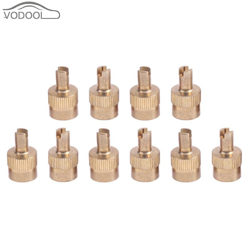 Bouchon de tige de Valve à tête fendue en cuivre, 10 pièces, couvercle anti-poussière pour pneu de roue de voiture et moto Schrader, accessoire automobile: Default Title