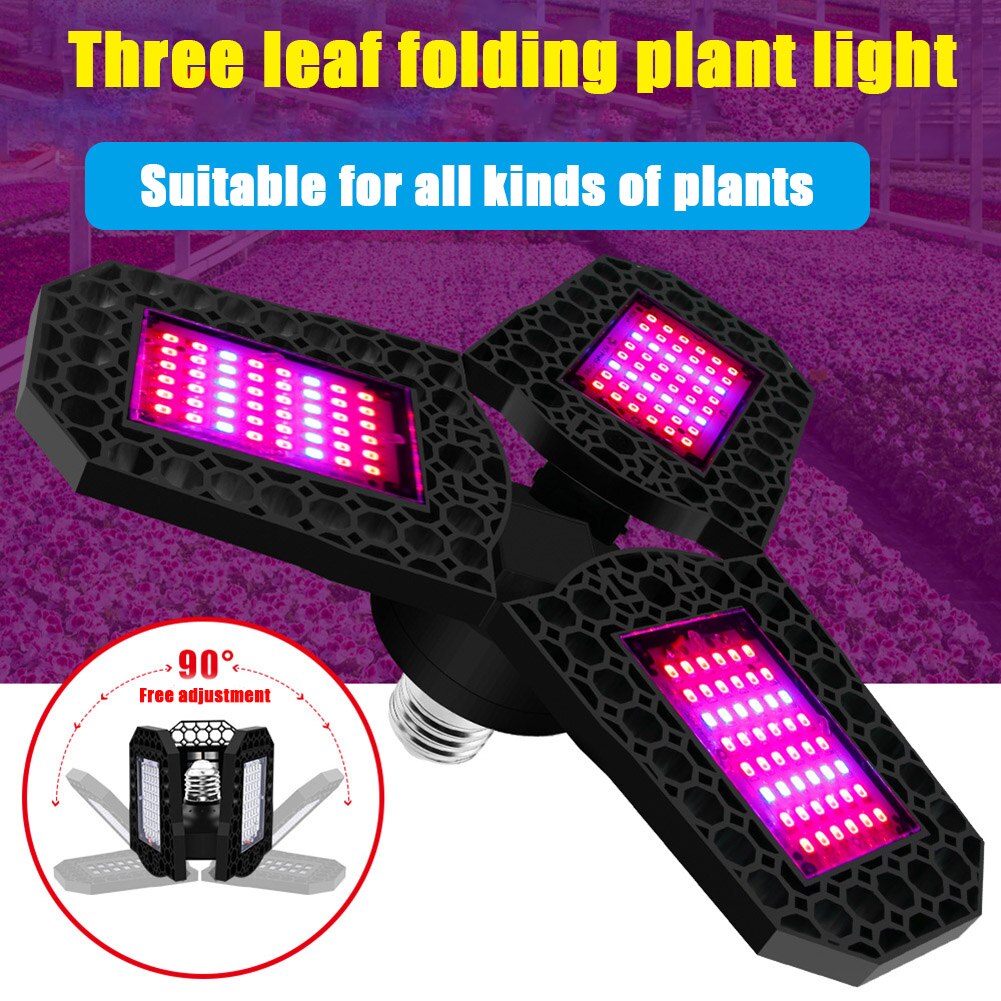LED Plant Growth Light Red and Blue Spectrum 3-leaf Folding Plant Growing Light Lamp VJ