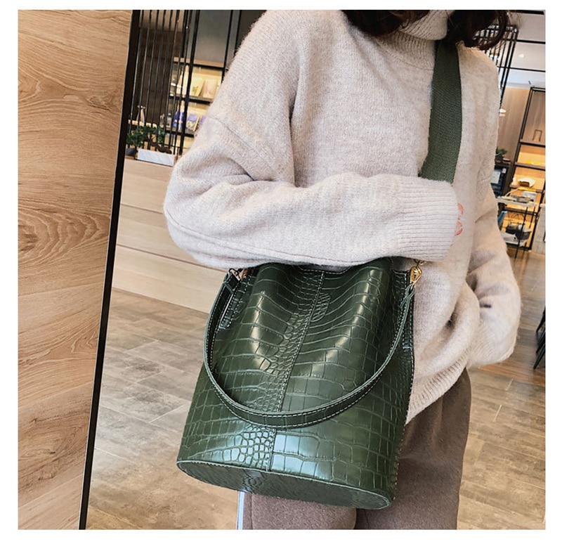 DIDA BEAR Crocodile Crossbody Bag For Women Shoulder Bag Brand Women Bags Luxury PU Leather Bag Bucket Bag Handbag