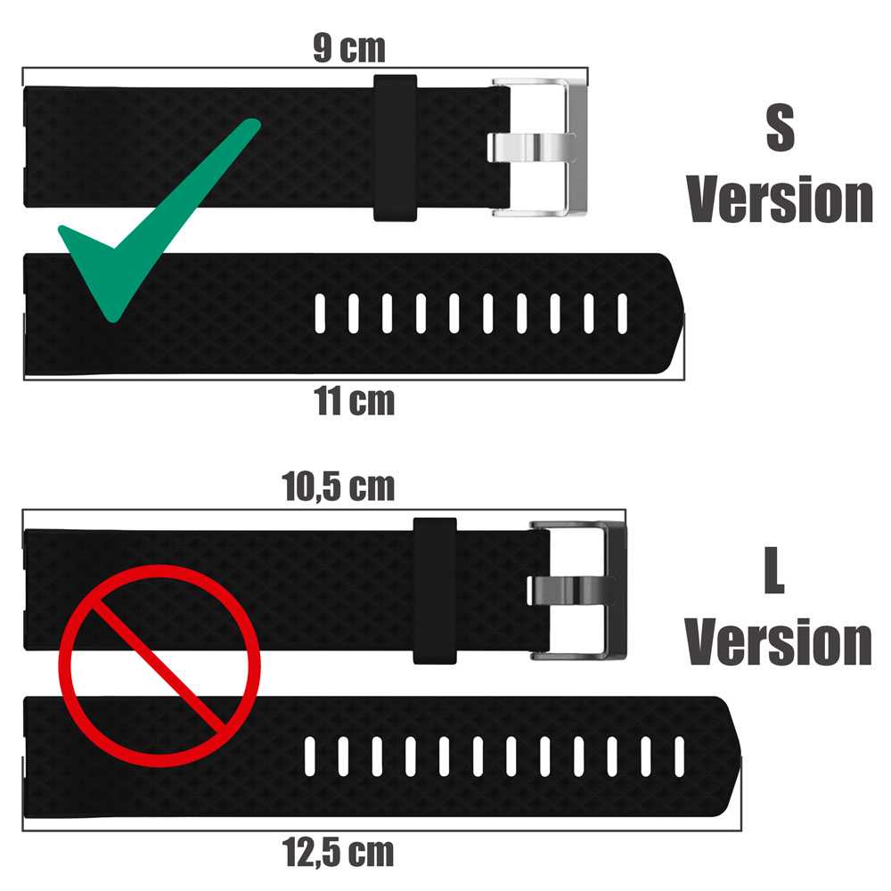 Band Replacement Wristband Strap TPU Silicone compatible with Fit bit Charge 2 Black Size S