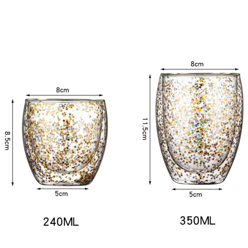 Dubbelglas kaffekopp ljus stjärnhimmel kopp värmebeständig mjölk jul mugg önska kalix för te och drinkware
