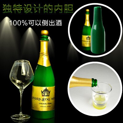 Vanishing Champagne Fles Goocheltrucs Latex ((Zwart Of Groen) wijn Fles Podium Close Up Magic Trick Props Gimmick