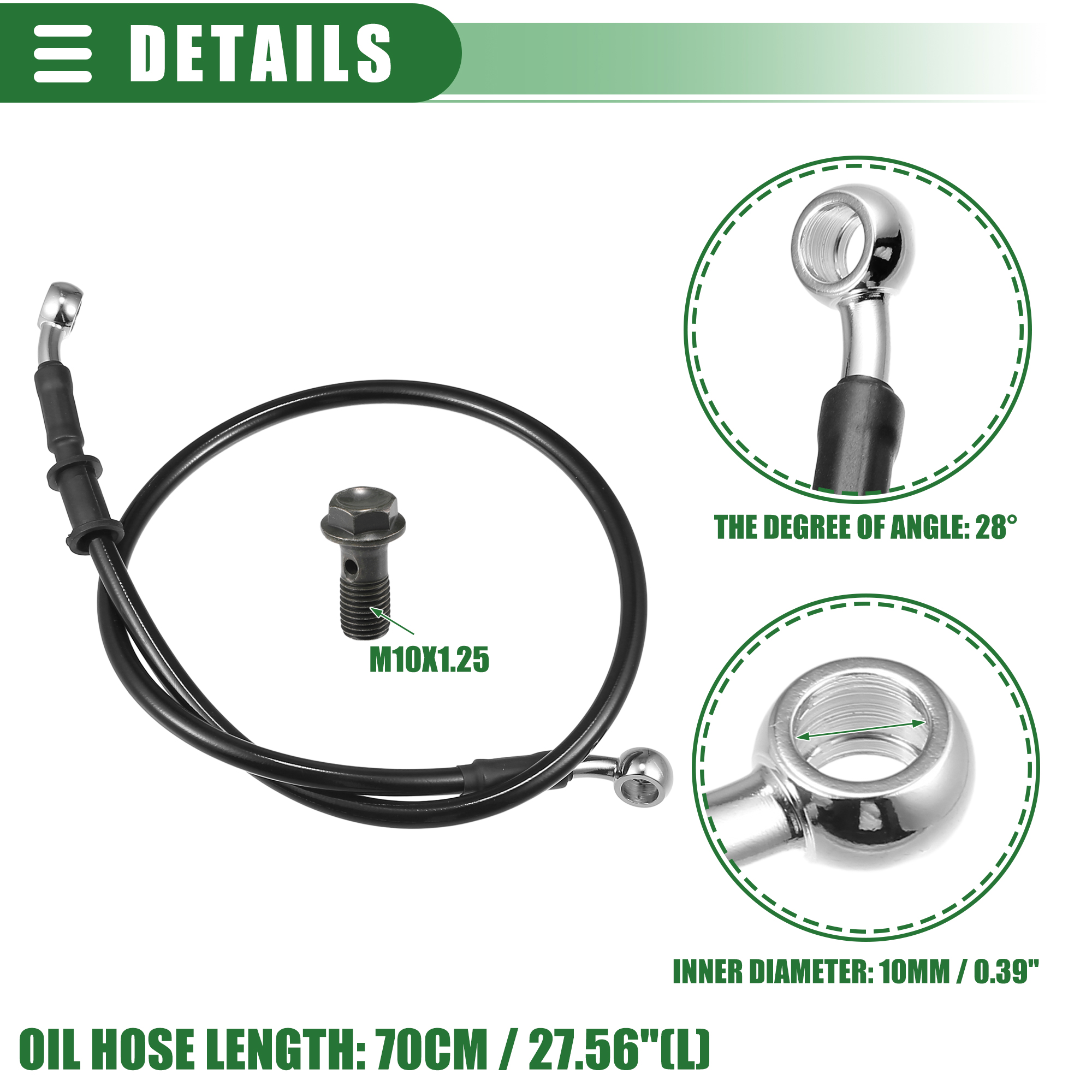 Motoforti-manguera de freno hidráulico trenzada para motocicleta, tubo de aceite negro de 30CM-170CM y 28 grados para Motocross: Marfíl