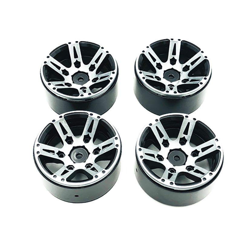 4 Uds Rc Rock rueda de vehículo oruga llanta 1,9 pulgadas Beadlock para 1/10 Axial Scx10 90046 Tamiya Cc01 D90 D110 Tf2 Traxxas Trx-4 (negro): Default Title