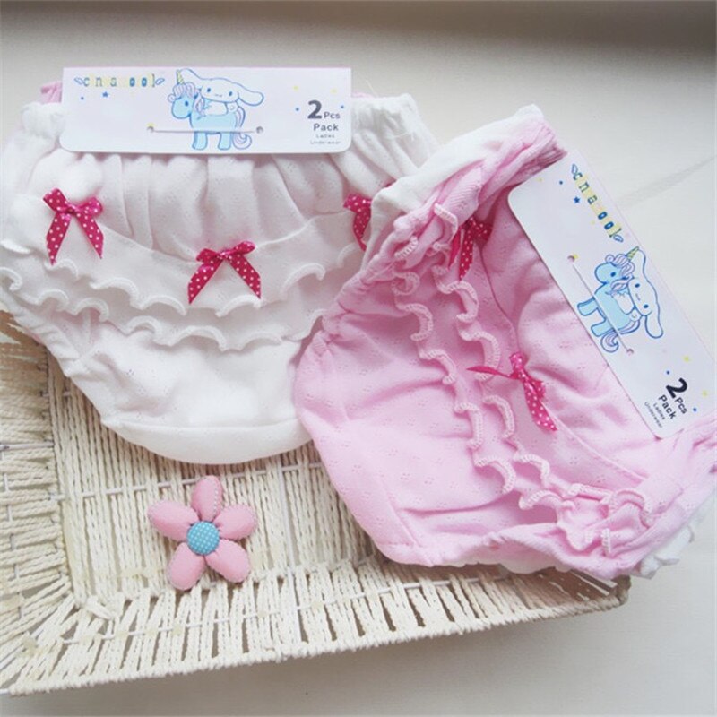 Ropa interior de 2 piezas para niñas, bragas delgadas de color sólido para bebés, bragas con lazo de hongo para niñas, bragas para niños, ropa interior para niños