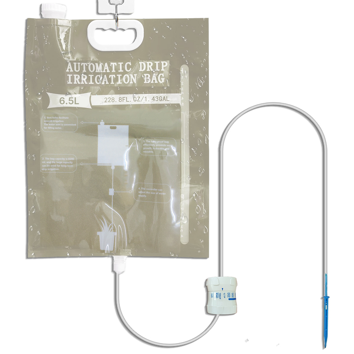 Dispositivo de riego automático de 5,2l/6,5l, Control de flujo de goteo de agua, mantenimiento de plantas y flores, bolsa de agua de riego: Oro