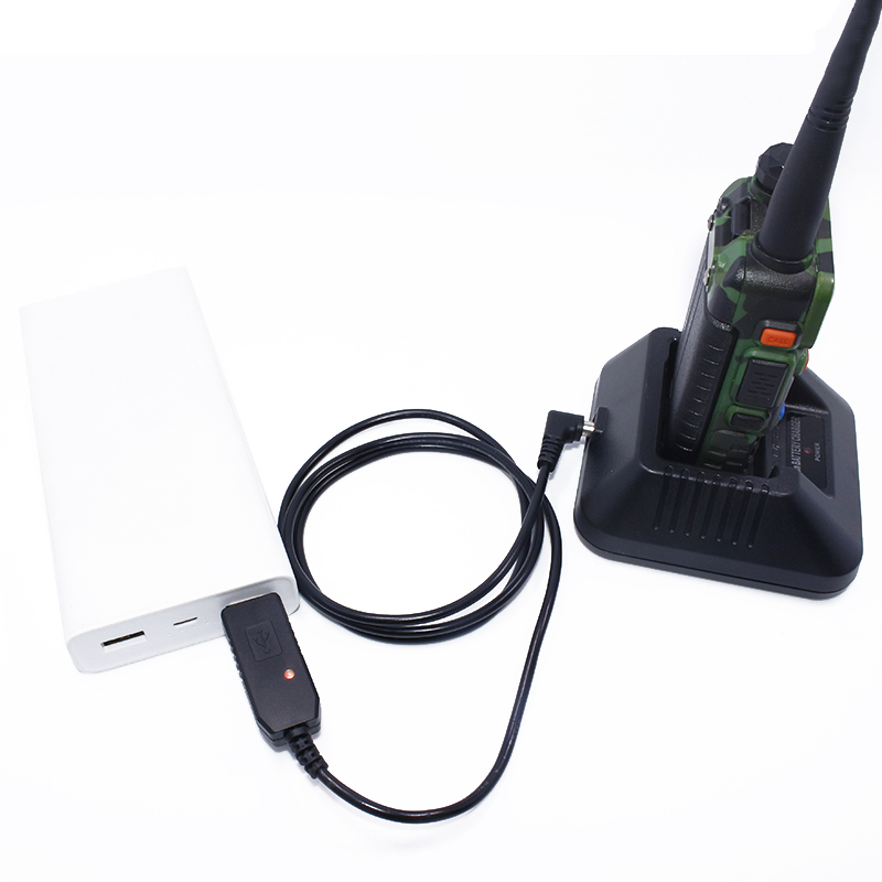 Originele Draagbare Usb Lader Kabel Met Indicatielampje Voor Baofeng UV-5R, UV-82, BF-F8HP, GT-3, UV-9R Plus Walkie Talkie Ham Radio